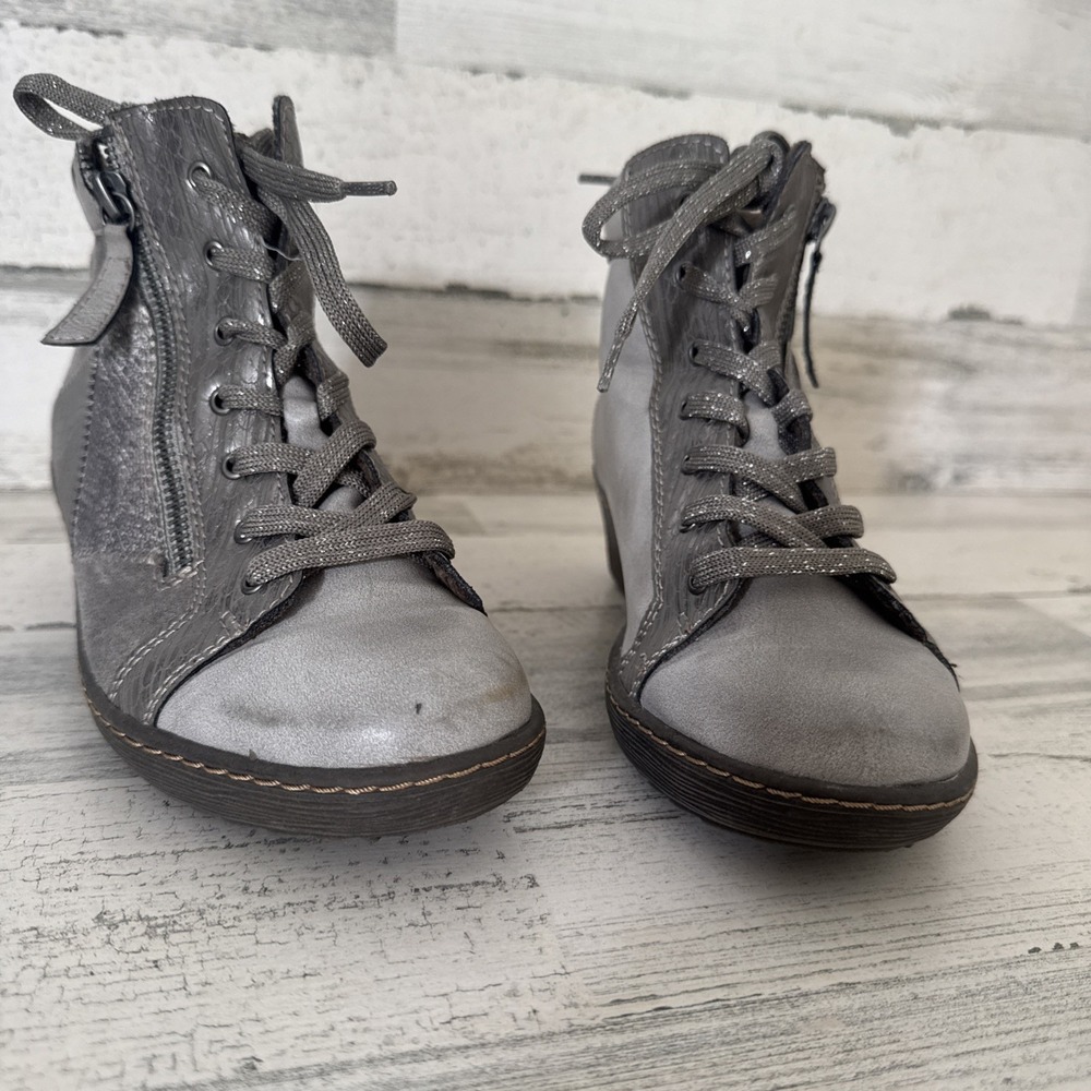 Spring‎ Step Lilou Wedge Booties Womens EU 37 Grey Silver Sneakers